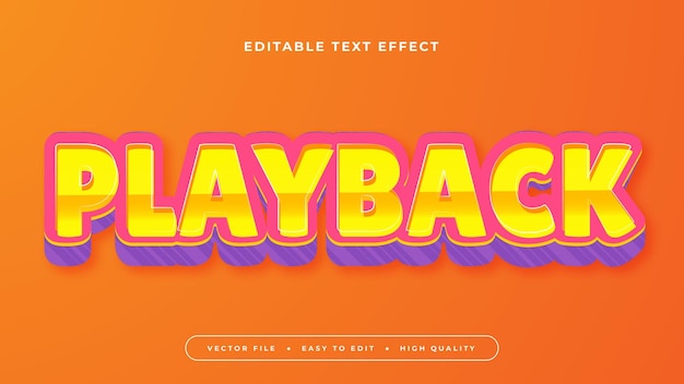 Colorful playback 3d editable text effect font style
