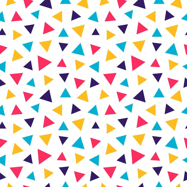 Colorful triangles seamless pattern with white background.