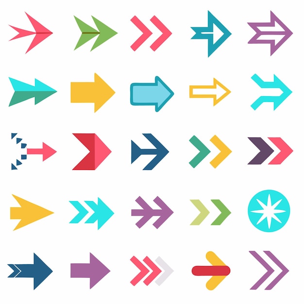 colorful vector arrows in multiple styles and directions for design and navigation