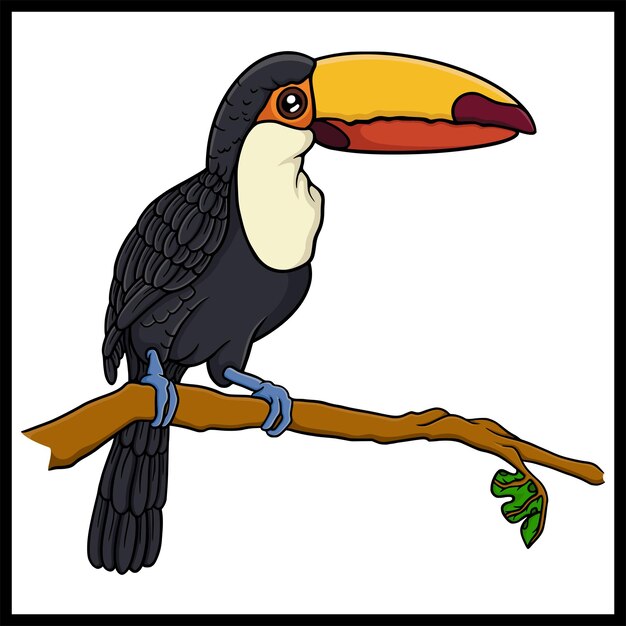 Coloring book cute toucan Coloring page and colorful character