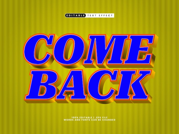 come back editable text effect in hero and powerful text effect