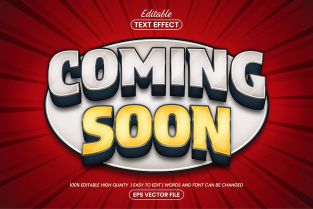 Coming soon text style editable text effect design template