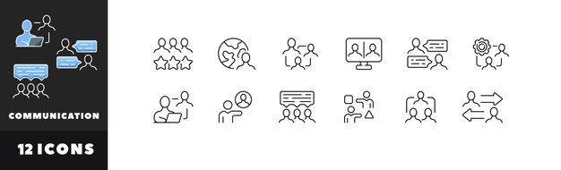 Communication icon set Linear style Vector icons