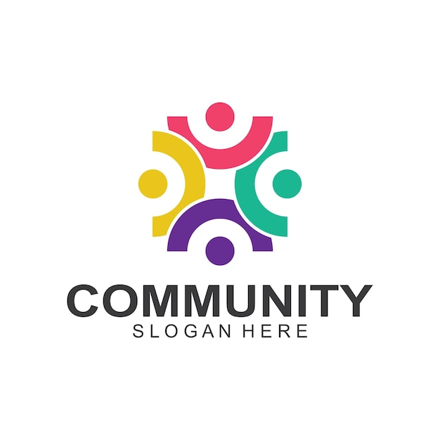 Community logos people check Logos for teams or groups and companies vector design