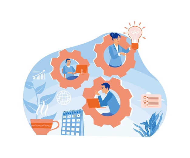 Company development and business strategy The business team found the new ideal solution Outsourcing concept Flat vector illustration
