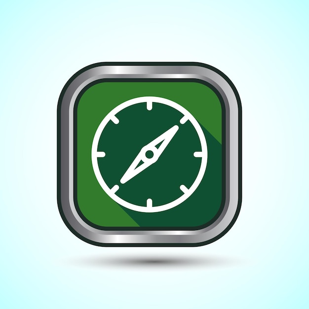 compass icon design illustration navigation sign symbol for apps and websites green shadow button design