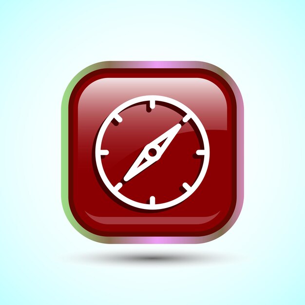 compass icon design illustration navigation sign symbol for apps and websites red color square button design
