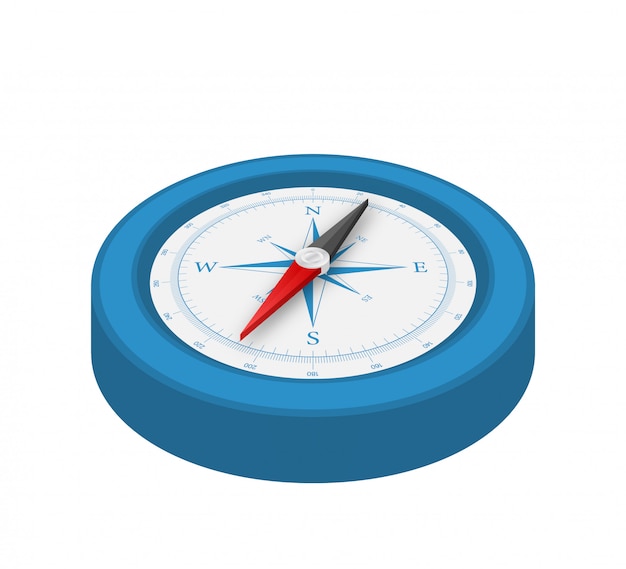 Compass on white background. Flat  navigation symbol.  stock illustration.