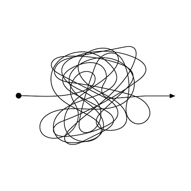 Complicated clew way insane messy line Tangled scribble vector path