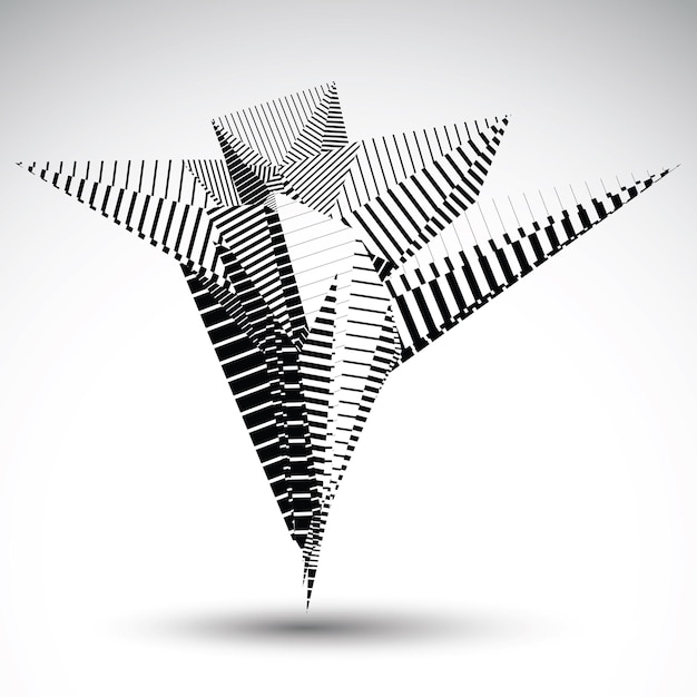 Complicated contrast eps8 element constructed from geometric figures with parallel lines. Asymmetric striped sharp object for technology projects.