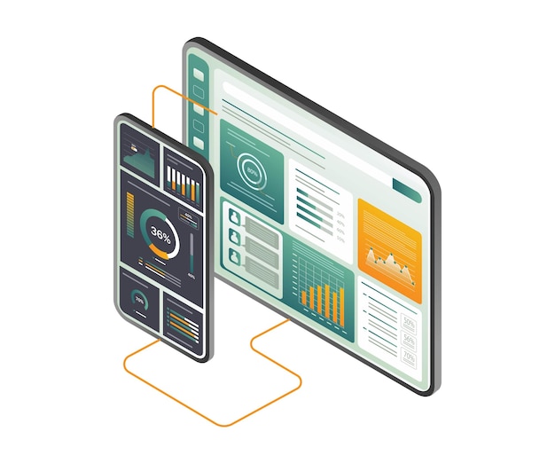 Computer and smartphone data analysis dashboard