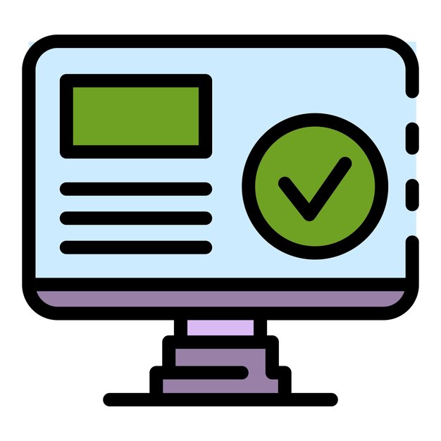 Computer biometric authentication icon Outline computer biometric authentication vector icon color flat isolated
