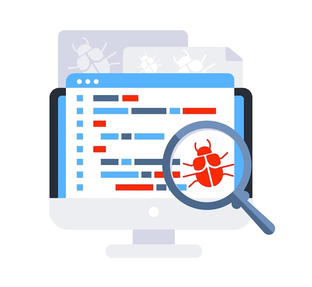 Computer bug detection bug error notification system error warning testing software magnifier