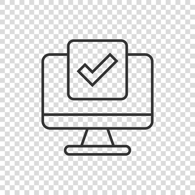 computer check mark icon in flat style survey approval vector illustration on white isolated background confirm business concept