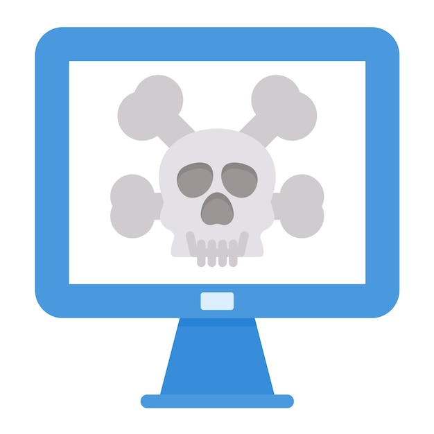 Computer Hacked Flat Illustration