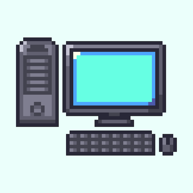 computer in pixel art style