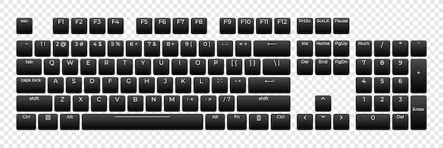 Computer keyboard button layout template with letters for graphic use Modern computer keyboard Vector illustration