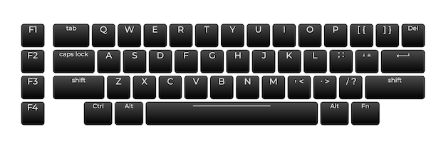 Computer keyboard button layout template with letters for graphic use Modern computer keyboard Vector illustration