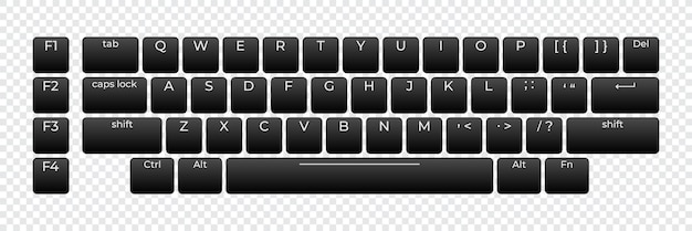 Computer keyboard button layout template with letters for graphic use Modern computer keyboard Vector illustration