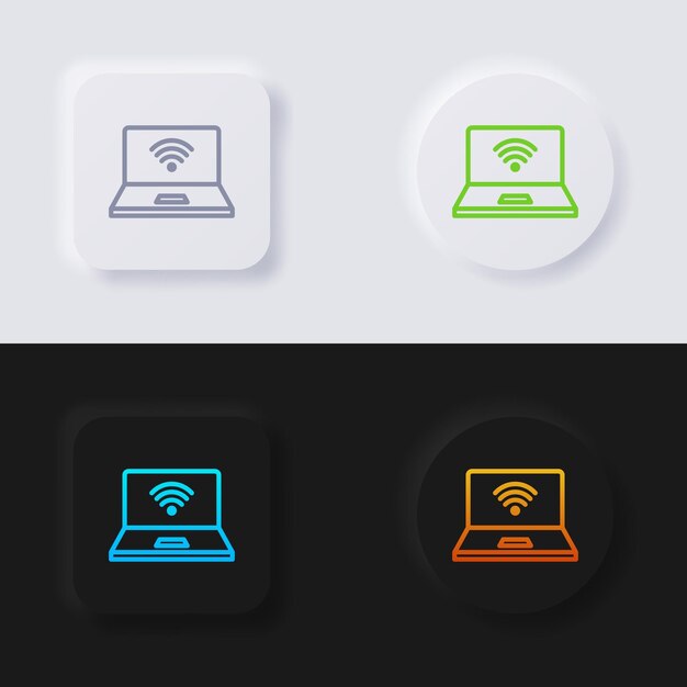 Computer laptop button icon set Multicolor neumorphism button soft UI Design for Web design Application UI and more Button Vector