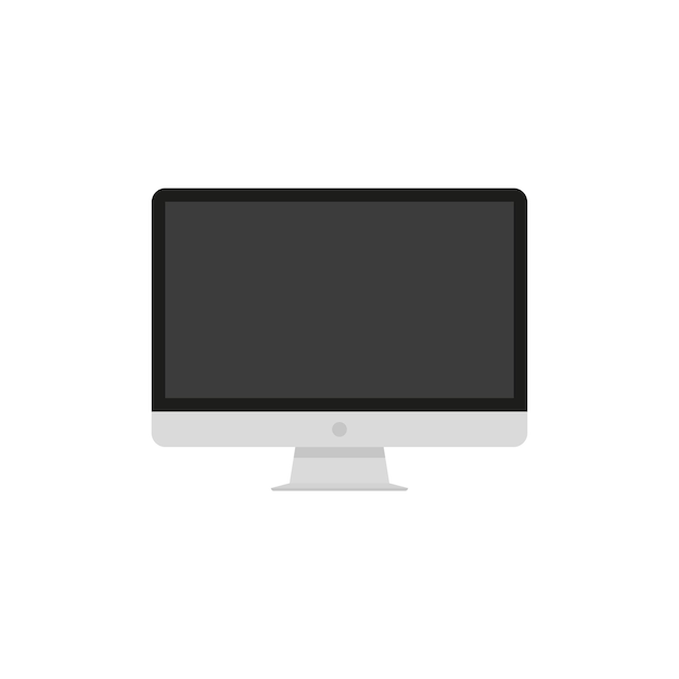 Computer monitor Flat image with black computer isolated vector