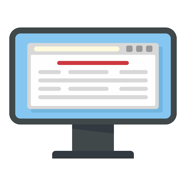 Computer monitor icon. Flat illustration of computer monitor vector icon for web design