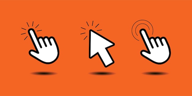 Computer mouse click cursor Pointer cursor Cursors icons click set Clicking cursor pointing hand
