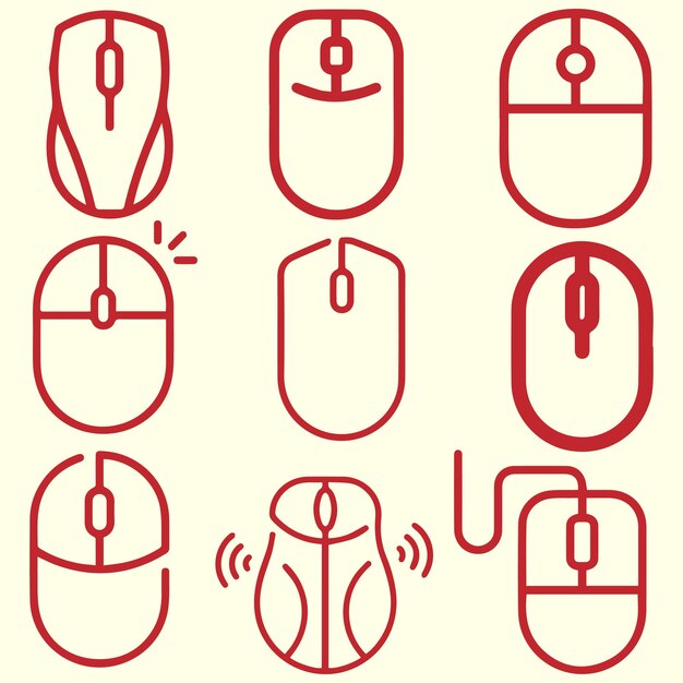 Computer Mouse Logo Or Icon Set Vector