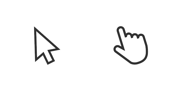 Computer mouse pointer icon Touch computer mouse Arrow and hand button Vector isolated