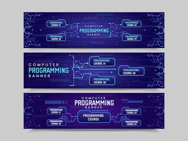 computer programming banner design banner design for software vector illustration