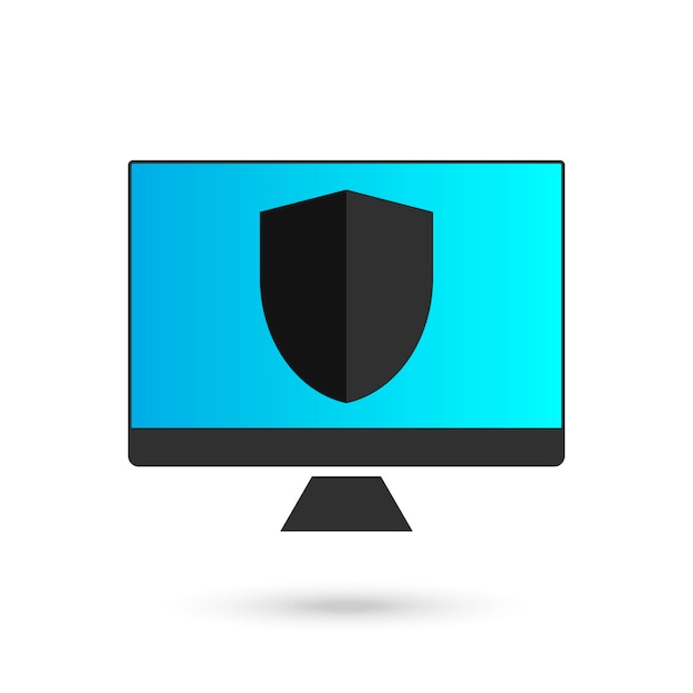 Computer protection black icon flat design vector