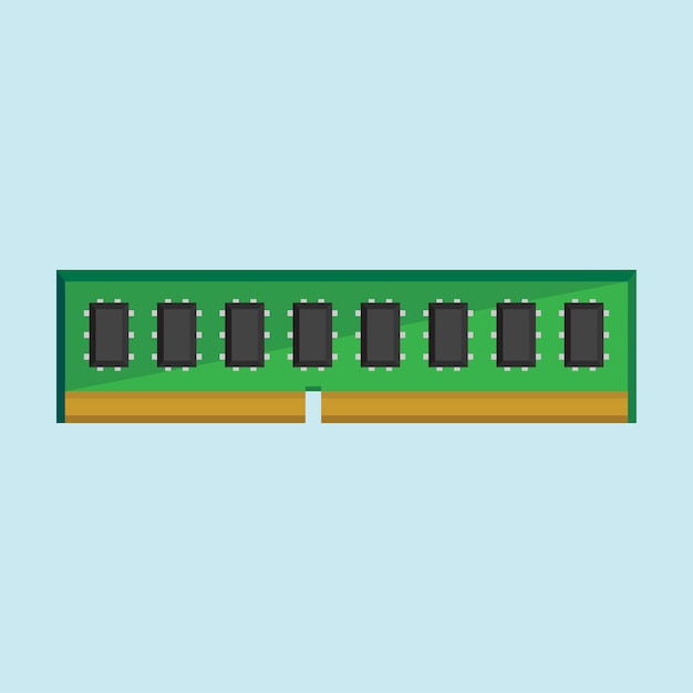 computer ram memory bar in simple flat style vector