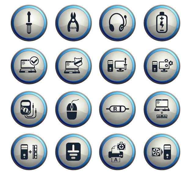 computer repair web icons for user interface design