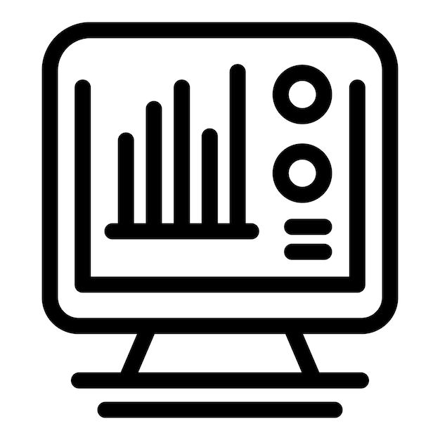 Computer screen displaying growing bar chart for business analysis