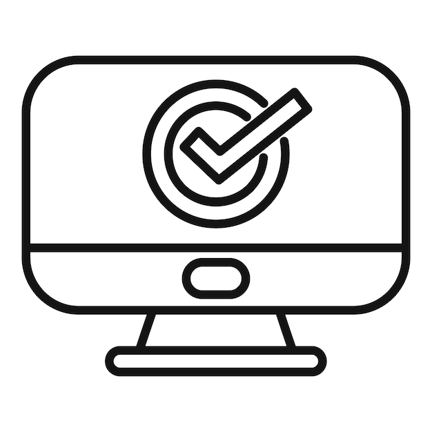 Computer showing check mark icon for online survey