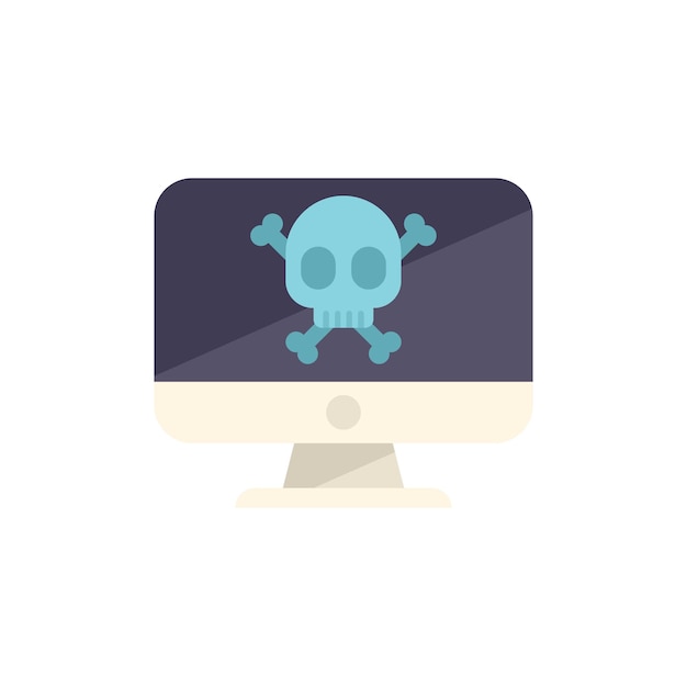 Computer showing skull and crossbones warning of cyberattack