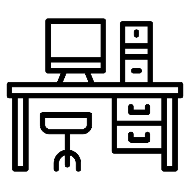 Computer Table vector icon illustration of Interior iconset