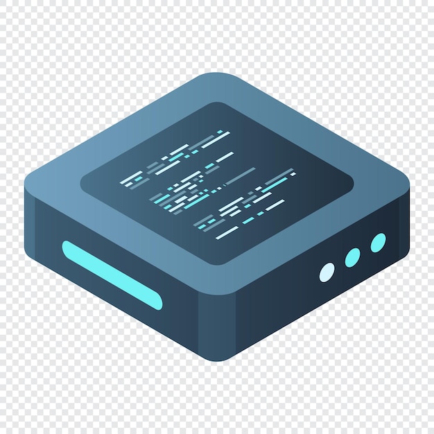 Computer technology isometric illustration Computation of big data center Cloud computing Online devices upload and download information Modern 3d isometric vector illustration