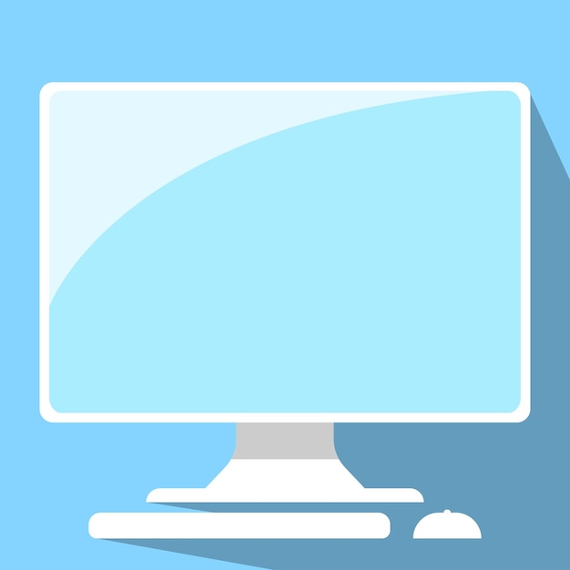 Computer vector illustration with monitor keyboard and mouse