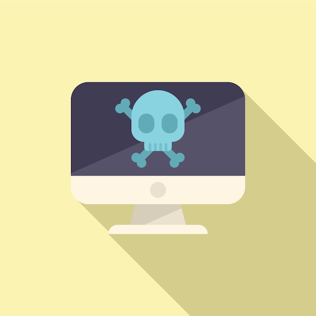 Computer virus icon flat vector Alert email Crime error
