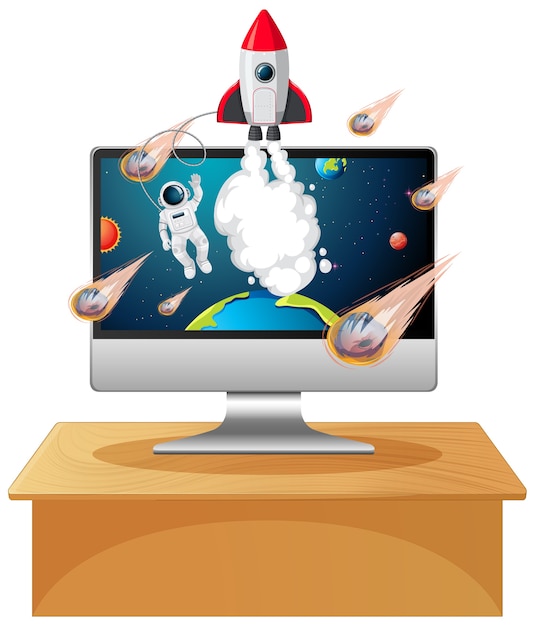 computer with space scene
