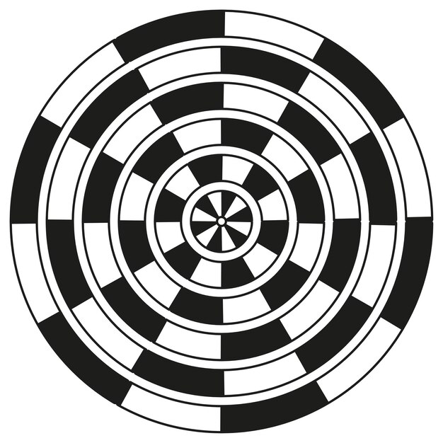 Concentric circle icon Spiral target symbol Black white Vector Circular pattern design