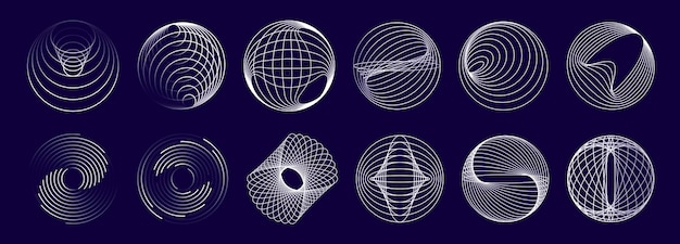 Concentric round line spiral swirl geometric wave