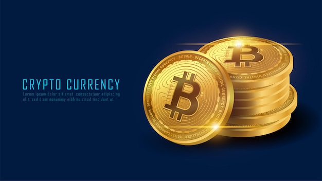 concept art of a pile of bitcoin. vector illustrator