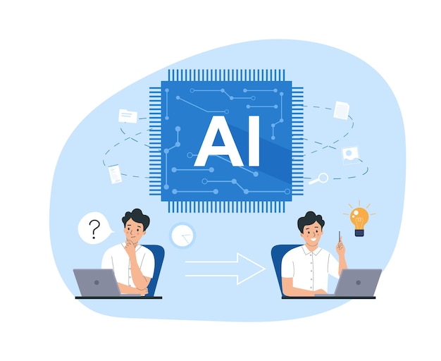 Concept illustration of using artificial intelligence to improve productivity