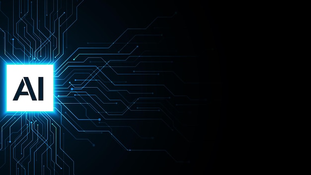 Concept of Artificial Intelligence AI Chip with a circuit board on a futuristic background AI hardware or CPU Symbolizes technological advancement and an AI computer agent Vector illustration