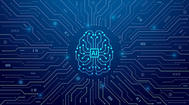 concept of artificial intelligence ai digital brain on the circuit motherboard futuristic technology background vector illustration for banner and web template