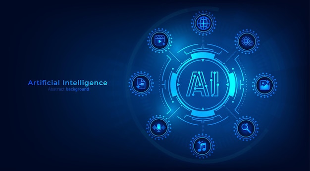 Concept of Artificial intelligence AI technology for big data analytics and generate ideas Creating innovation from machine learning AI and Neural networks Vector illustration