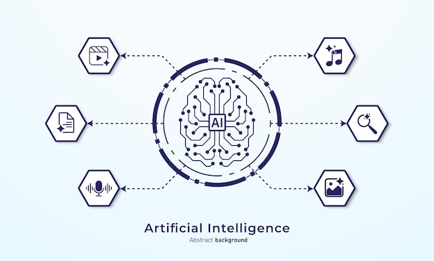Concept of Artificial intelligence AI technology for big data analytics and generate ideas Creating innovation from machine learning AI and Neural networks Vector illustration