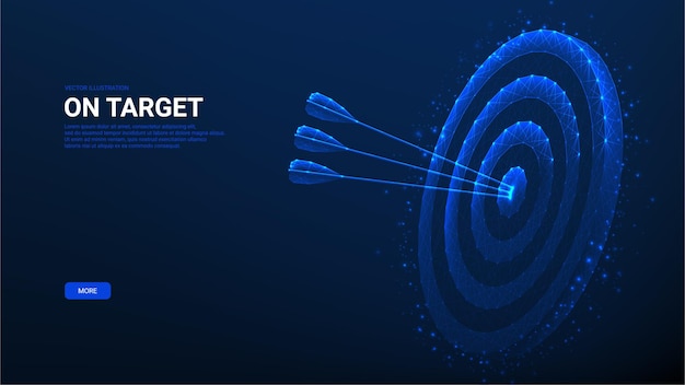concept of polygonal target vector illustration with glowing polygonal target and arrows growth strategy business goal concept goals achievement targeting the business